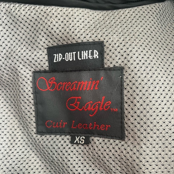 Women's Black Leather Biker Jacket - Picture 3 of 3